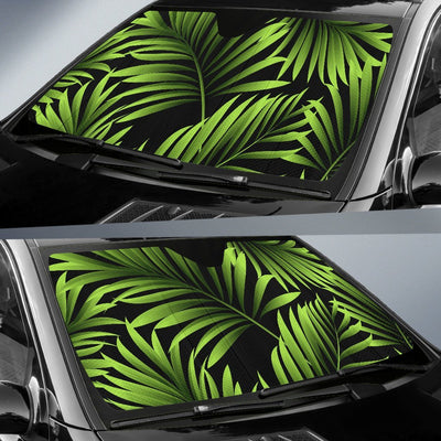 Green Neon Tropical Palm Leaves Car Sun Shade For Windshield