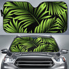 Green Neon Tropical Palm Leaves Car Sun Shade For Windshield