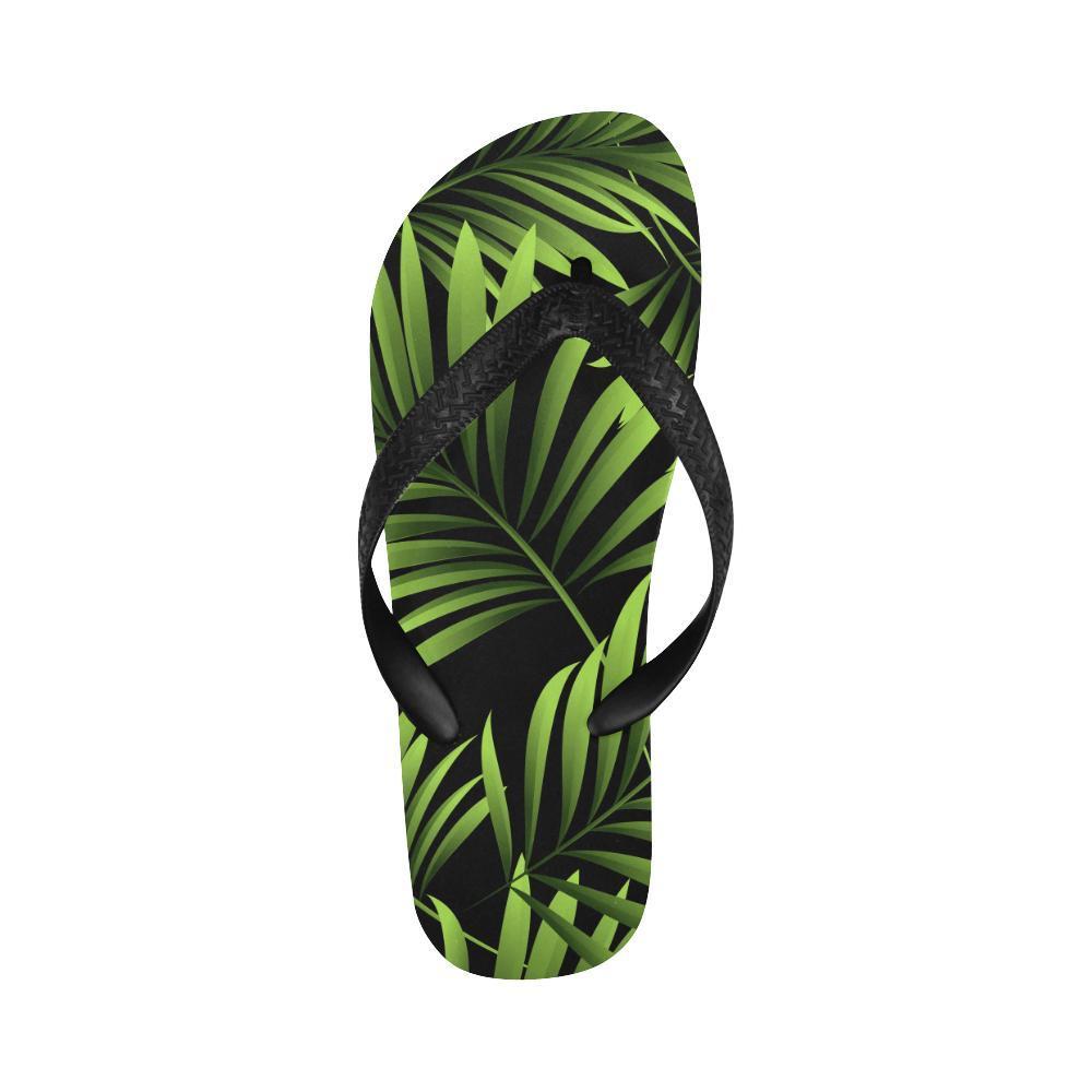 Green Neon Tropical Palm Leaves Flip Flops-JTAMIGO.COM