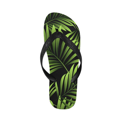 Green Neon Tropical Palm Leaves Flip Flops-JTAMIGO.COM