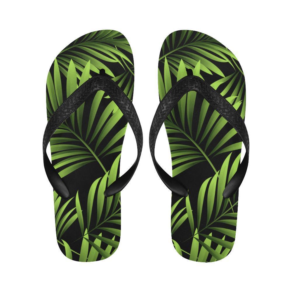 Green Neon Tropical Palm Leaves Flip Flops-JTAMIGO.COM