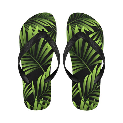 Green Neon Tropical Palm Leaves Flip Flops-JTAMIGO.COM