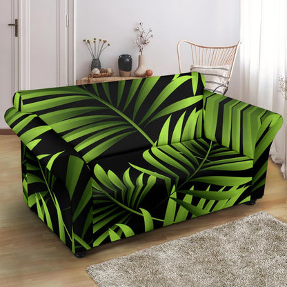 Green Neon Tropical Palm Leaves Loveseat Slipcover-JTAMIGO.COM