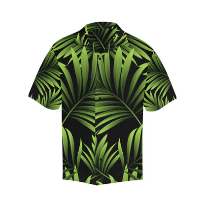 Green Neon Tropical Palm Leaves Men Aloha Hawaiian Shirt