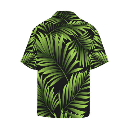 Green Neon Tropical Palm Leaves Men Aloha Hawaiian Shirt