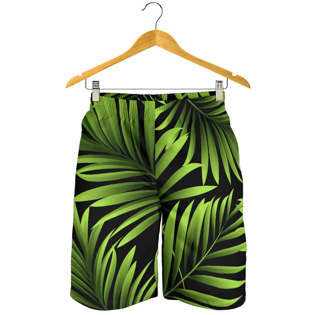 Green Neon Tropical Palm Leaves Mens Shorts-JTAMIGO.COM