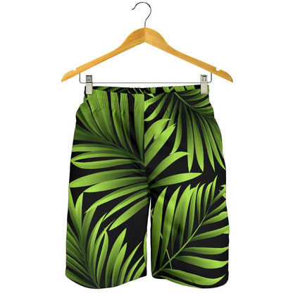 Green Neon Tropical Palm Leaves Mens Shorts-JTAMIGO.COM