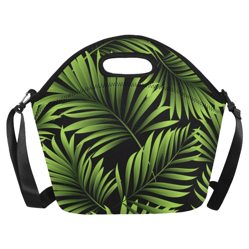 Green Neon Tropical Palm Leaves Neoprene Lunch Bag (Model 1669)(Large)-JTAMIGO.COM