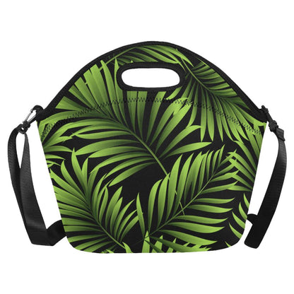 Green Neon Tropical Palm Leaves Neoprene Lunch Bag (Model 1669)(Large)-JTAMIGO.COM