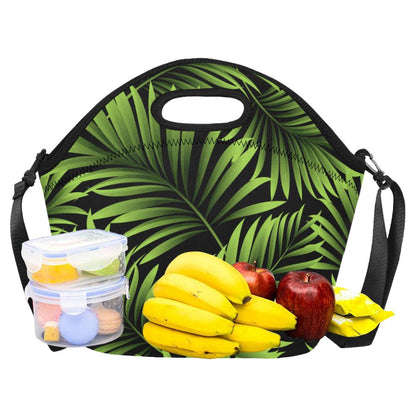 Green Neon Tropical Palm Leaves Neoprene Lunch Bag (Model 1669)(Large)-JTAMIGO.COM