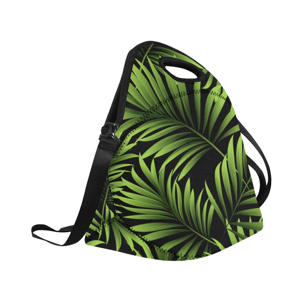 Green Neon Tropical Palm Leaves Neoprene Lunch Bag (Model 1669)(Large)-JTAMIGO.COM