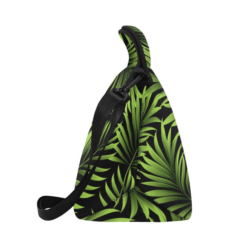 Green Neon Tropical Palm Leaves Neoprene Lunch Bag (Model 1669)(Large)-JTAMIGO.COM