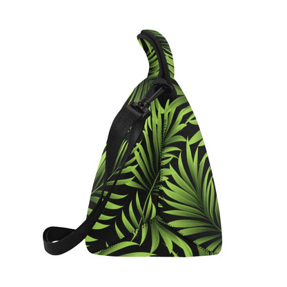 Green Neon Tropical Palm Leaves Neoprene Lunch Bag (Model 1669)(Large)-JTAMIGO.COM