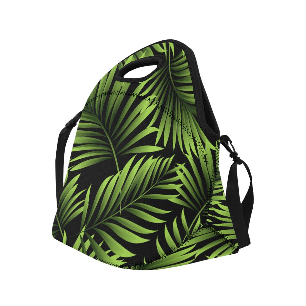 Green Neon Tropical Palm Leaves Neoprene Lunch Bag (Model 1669)(Large)-JTAMIGO.COM