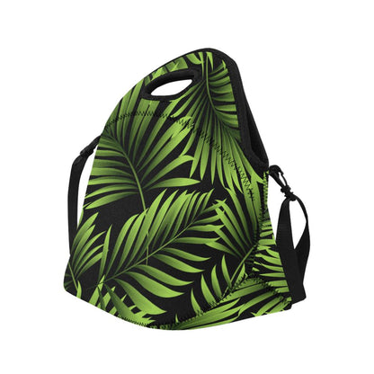 Green Neon Tropical Palm Leaves Neoprene Lunch Bag (Model 1669)(Large)-JTAMIGO.COM