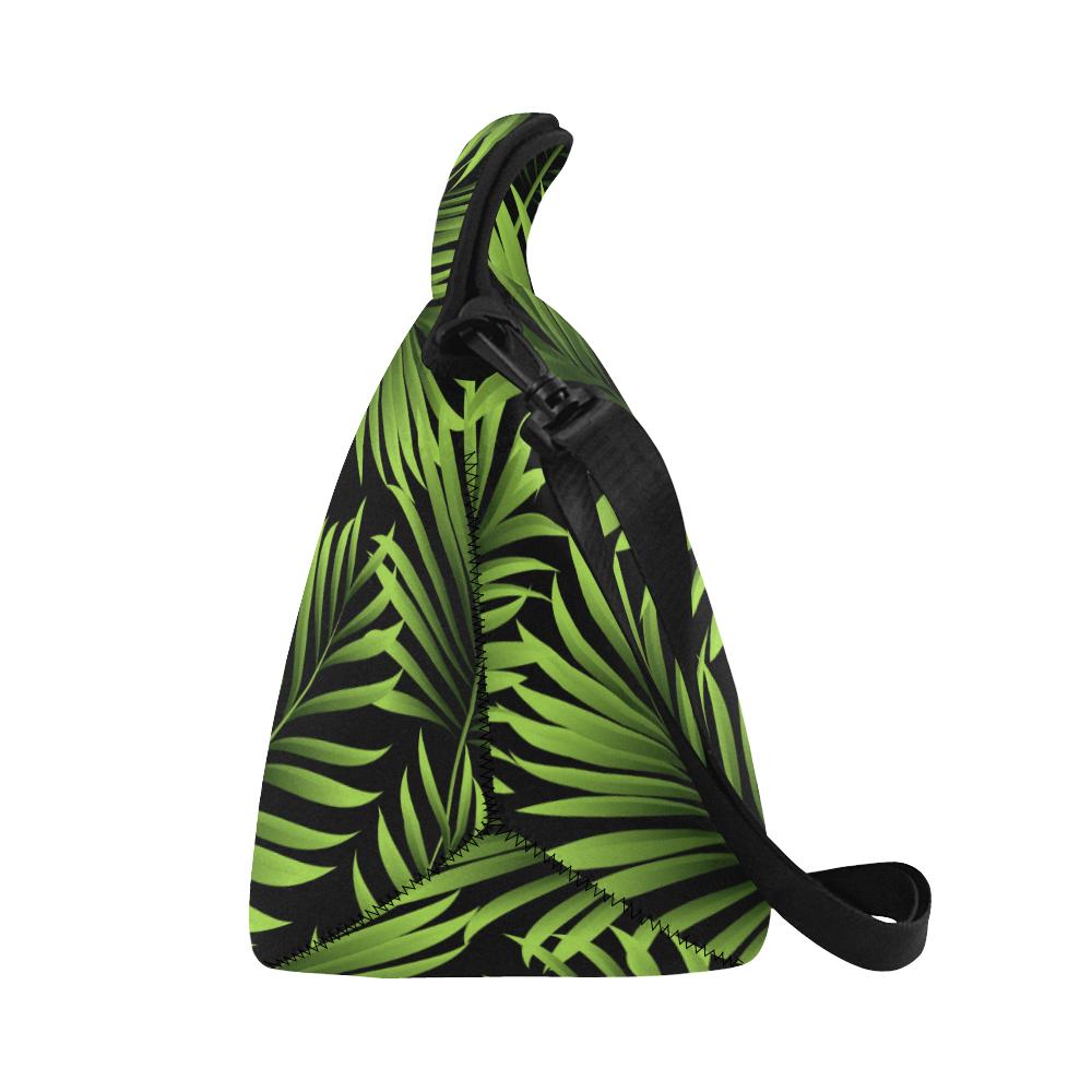 Green Neon Tropical Palm Leaves Neoprene Lunch Bag (Model 1669)(Large)-JTAMIGO.COM