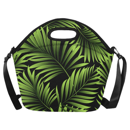 Green Neon Tropical Palm Leaves Neoprene Lunch Bag (Model 1669)(Large)-JTAMIGO.COM