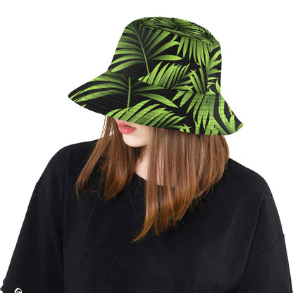 Green Neon Tropical Palm Leaves Unisex Bucket Hat