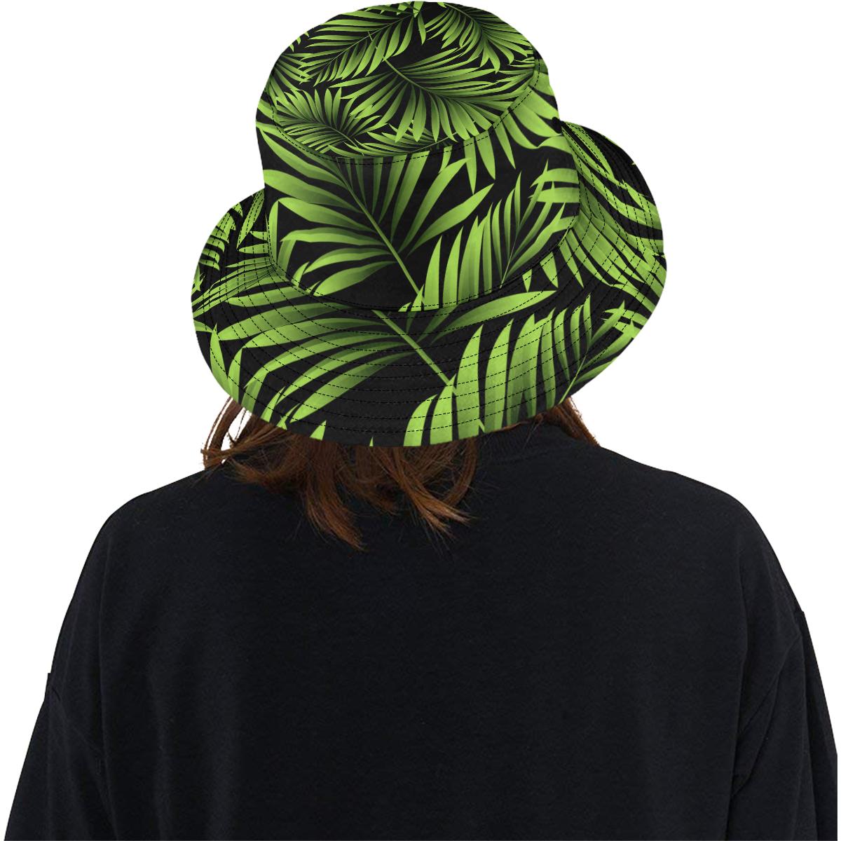 Green Neon Tropical Palm Leaves Unisex Bucket Hat