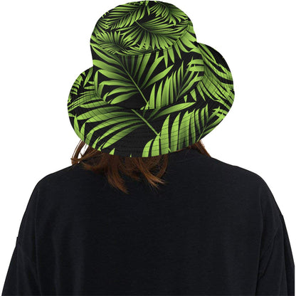 Green Neon Tropical Palm Leaves Unisex Bucket Hat