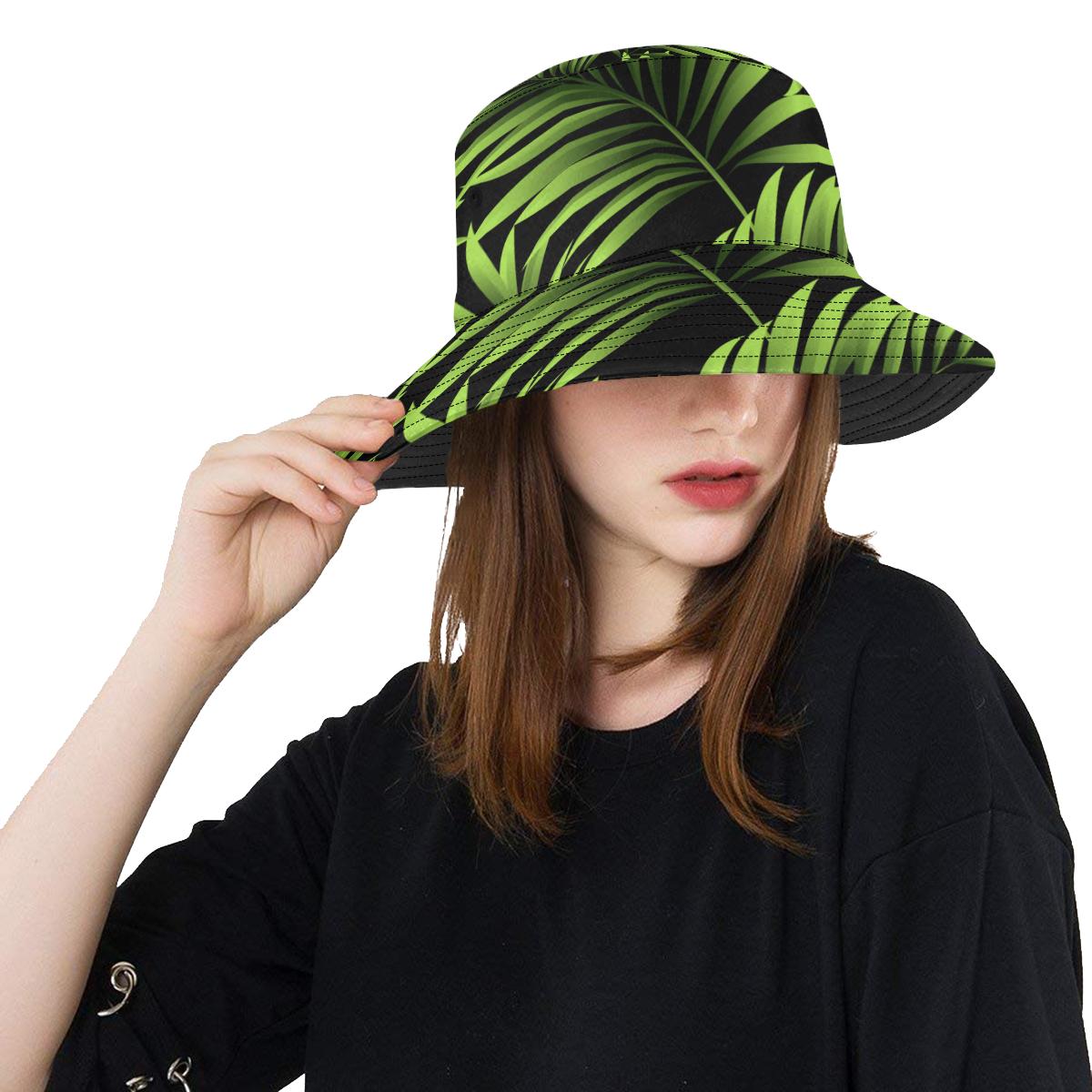 Green Neon Tropical Palm Leaves Unisex Bucket Hat