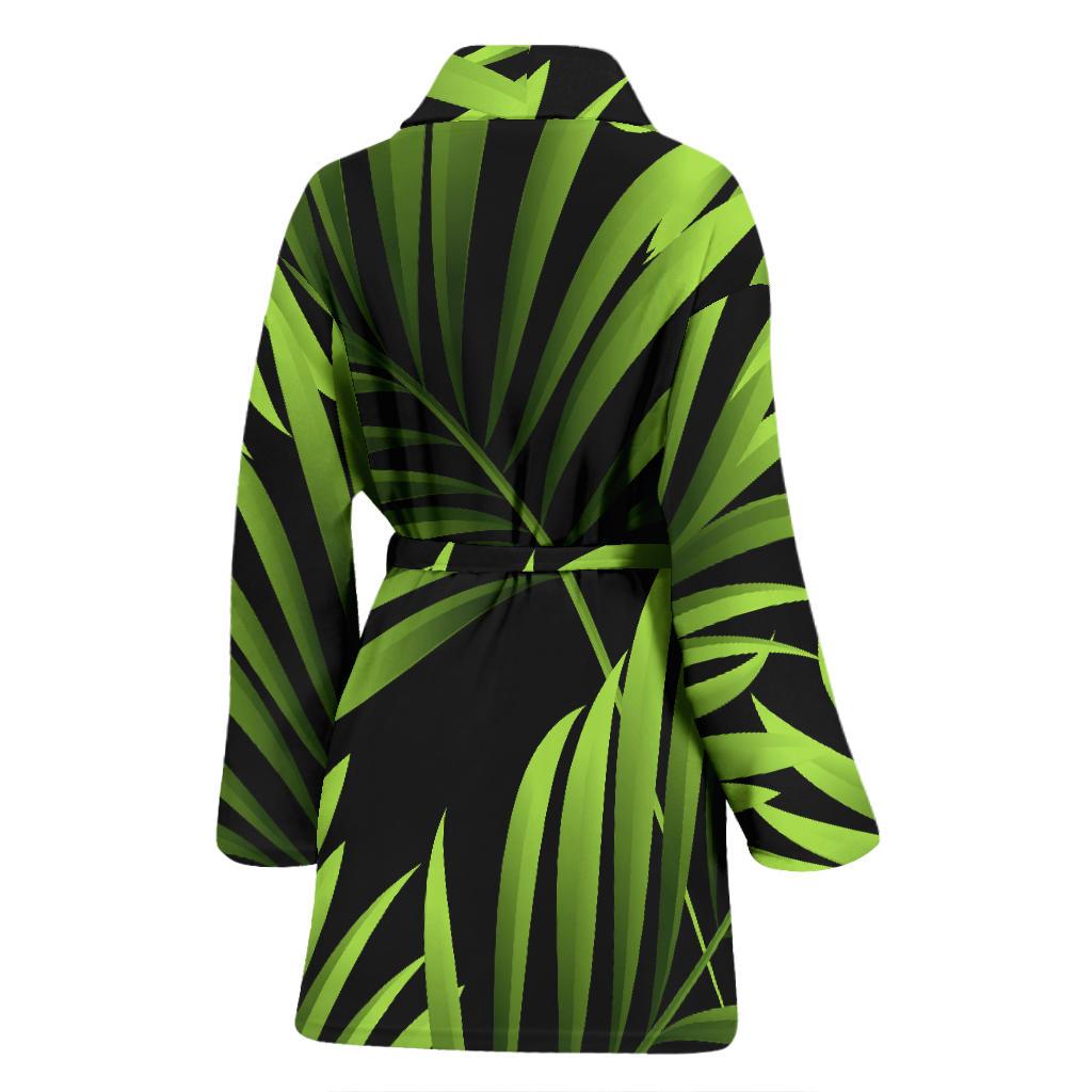 Green Neon Tropical Palm Leaves Women Bath Robe-JTAMIGO.COM