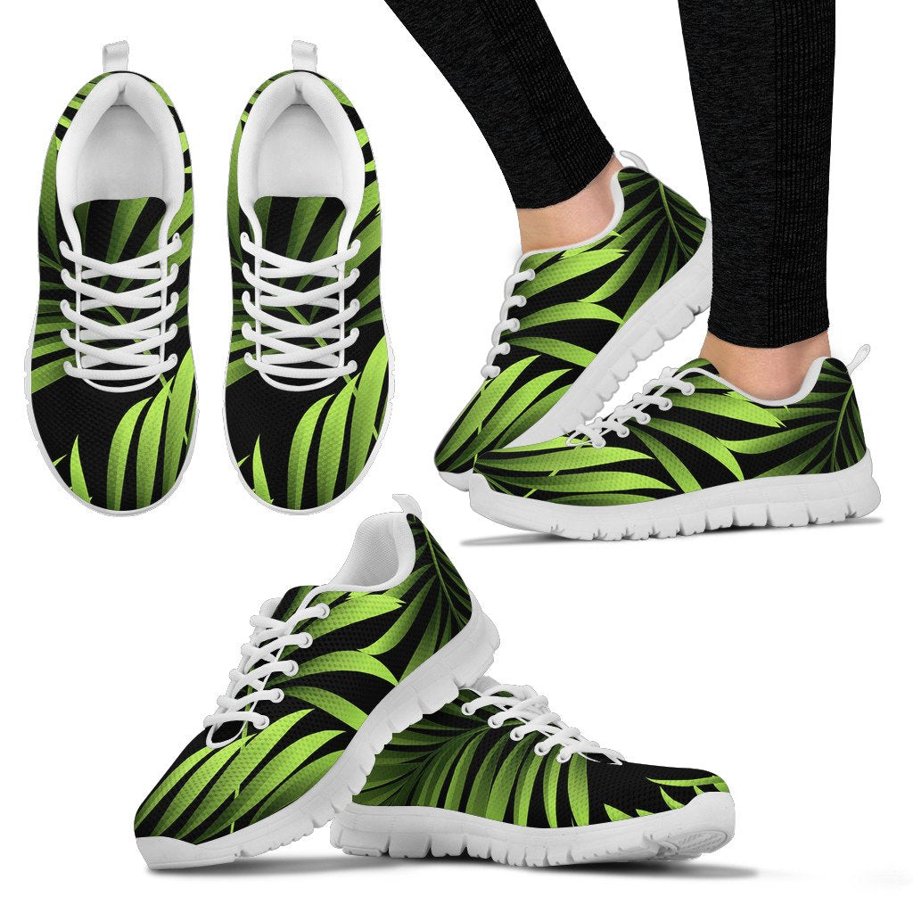 Green Neon Tropical Palm Leaves Women Sneakers Shoes