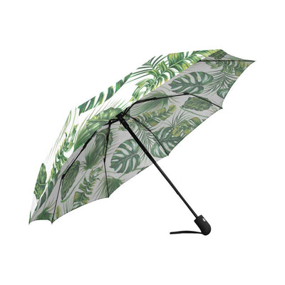 Green Pattern Tropical Palm Leaves Automatic Foldable Umbrella