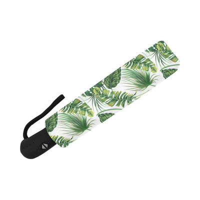 Green Pattern Tropical Palm Leaves Automatic Foldable Umbrella