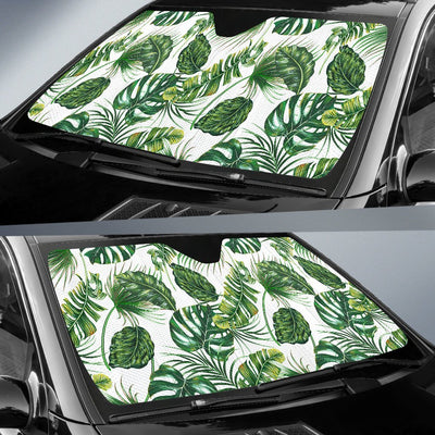 Green Pattern Tropical Palm Leaves Car Sun Shade For Windshield