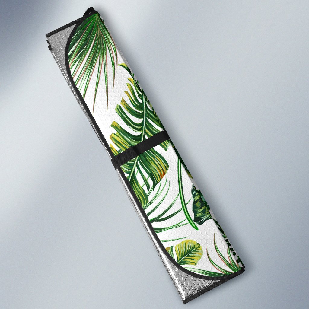 Green Pattern Tropical Palm Leaves Car Sun Shade For Windshield
