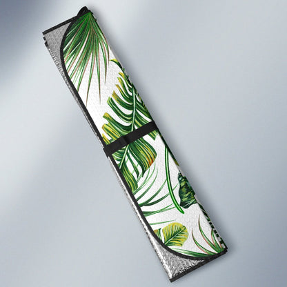 Green Pattern Tropical Palm Leaves Car Sun Shade For Windshield