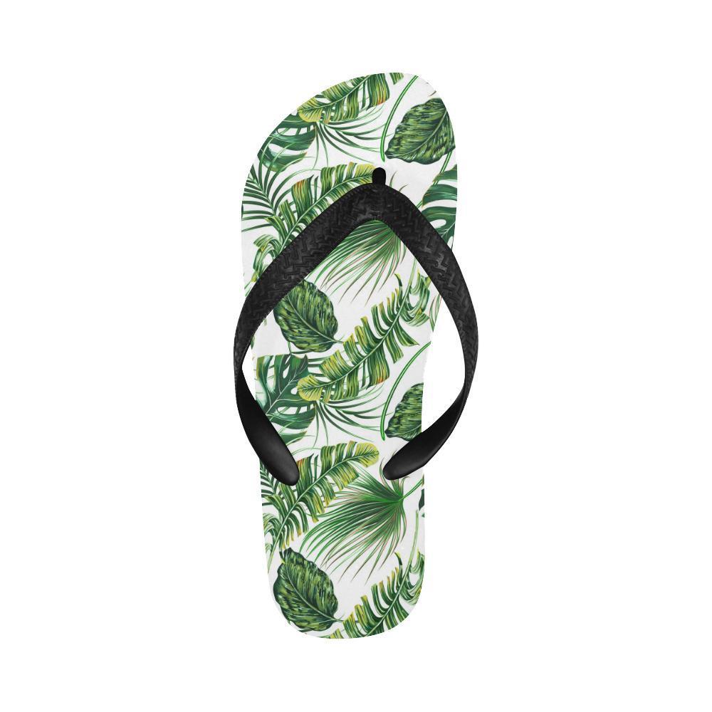 Green Pattern Tropical Palm Leaves Flip Flops-JTAMIGO.COM