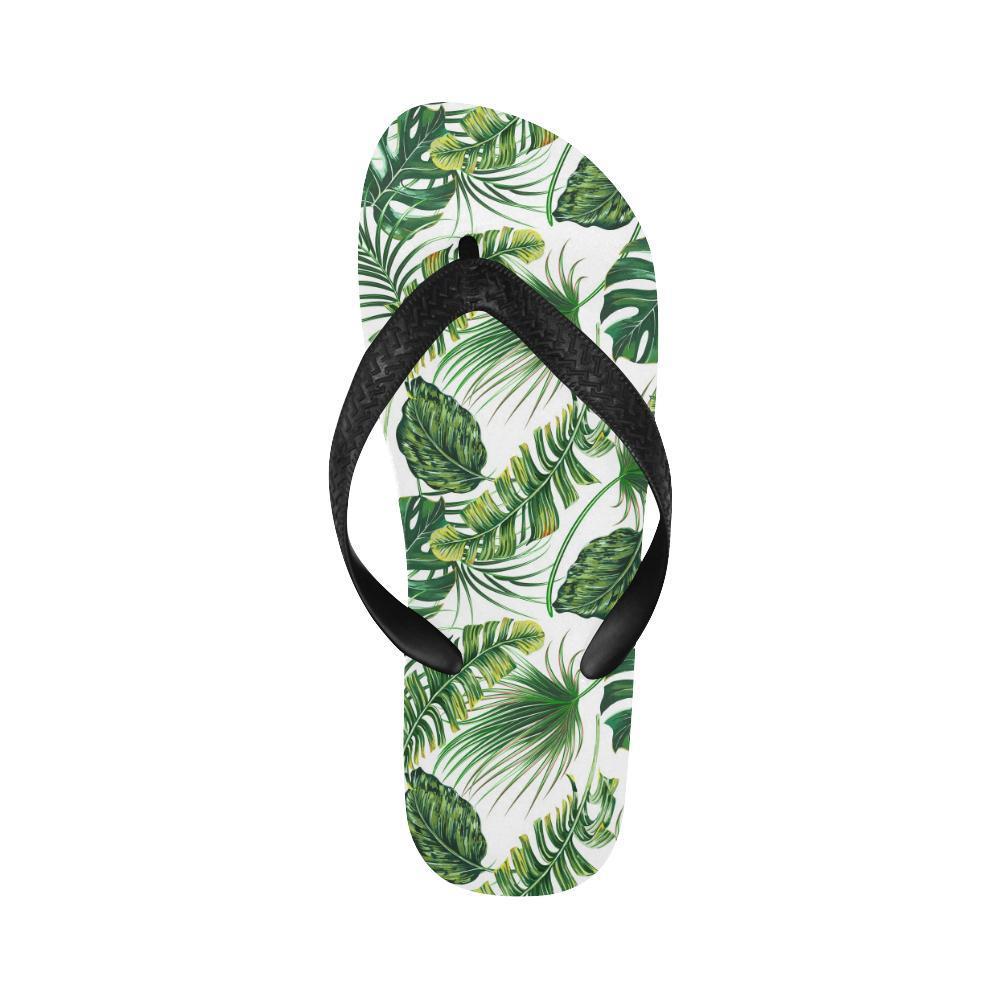 Green Pattern Tropical Palm Leaves Flip Flops-JTAMIGO.COM