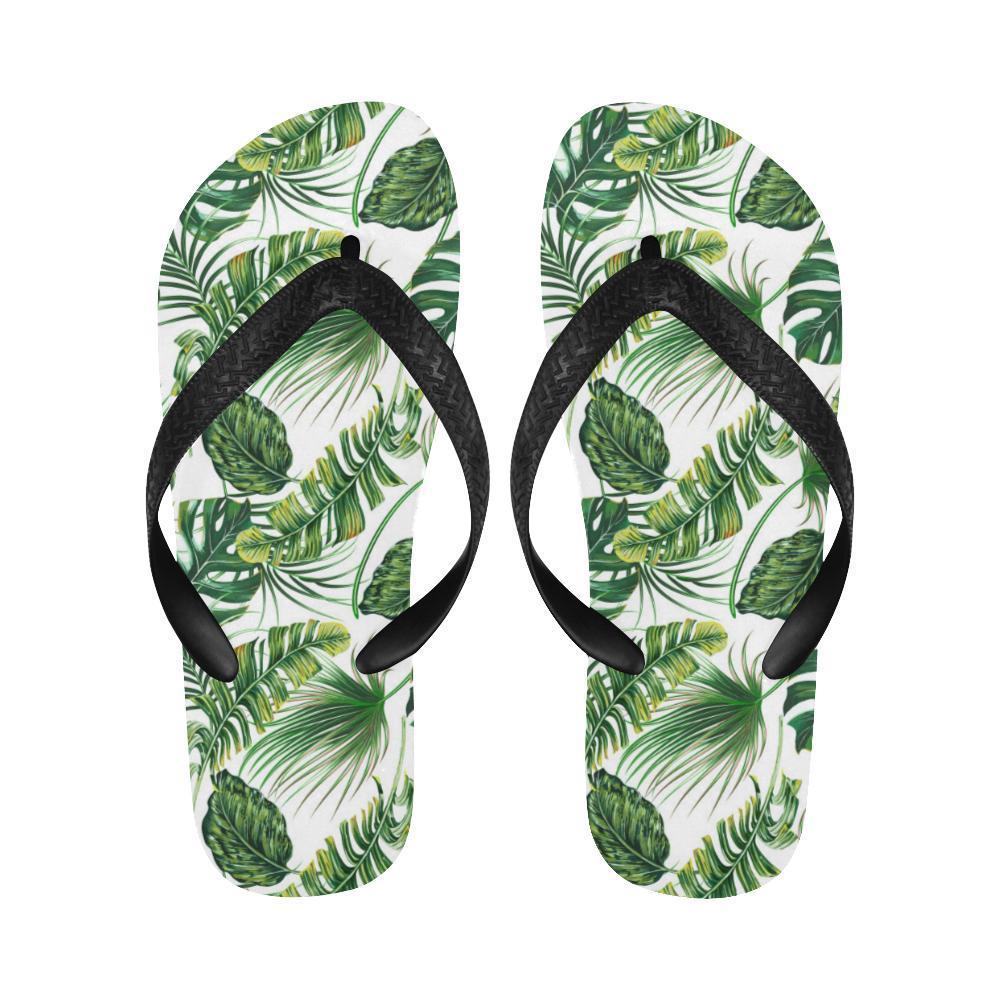 Green Pattern Tropical Palm Leaves Flip Flops-JTAMIGO.COM