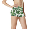 Green Pattern Tropical Palm Leaves High Waisted Spandex Shorts-JTAMIGO.COM