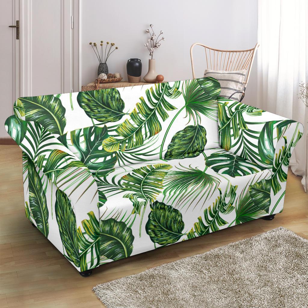 Green Pattern Tropical Palm Leaves Loveseat Slipcover-JTAMIGO.COM