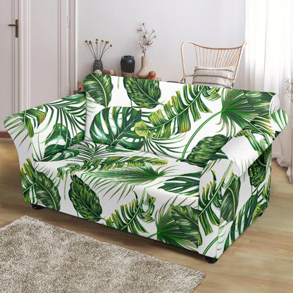 Green Pattern Tropical Palm Leaves Loveseat Slipcover-JTAMIGO.COM
