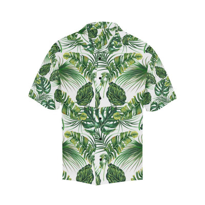 Green Pattern Tropical Palm Leaves Men Aloha Hawaiian Shirt