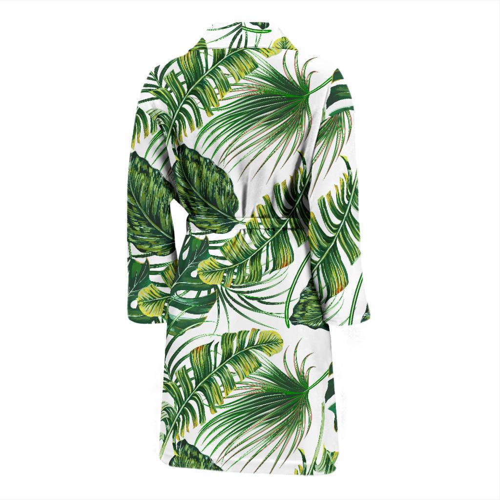 Green Pattern Tropical Palm Leaves Men Bath Robe-JTAMIGO.COM