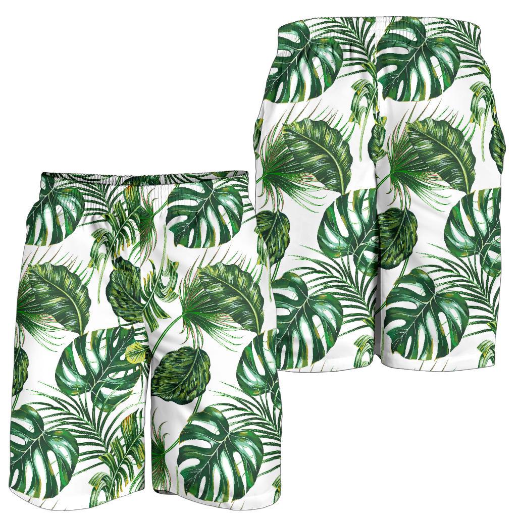 Green Pattern Tropical Palm Leaves Mens Shorts-JTAMIGO.COM