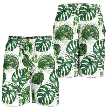 Green Pattern Tropical Palm Leaves Mens Shorts-JTAMIGO.COM