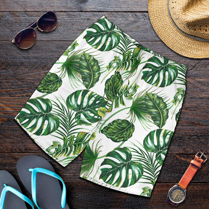 Green Pattern Tropical Palm Leaves Mens Shorts-JTAMIGO.COM