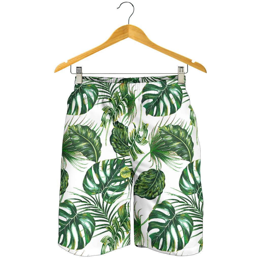 Green Pattern Tropical Palm Leaves Mens Shorts-JTAMIGO.COM