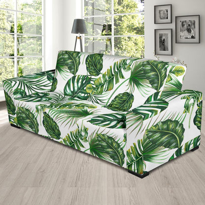 Green Pattern Tropical Palm Leaves Sofa Slipcover-JTAMIGO.COM