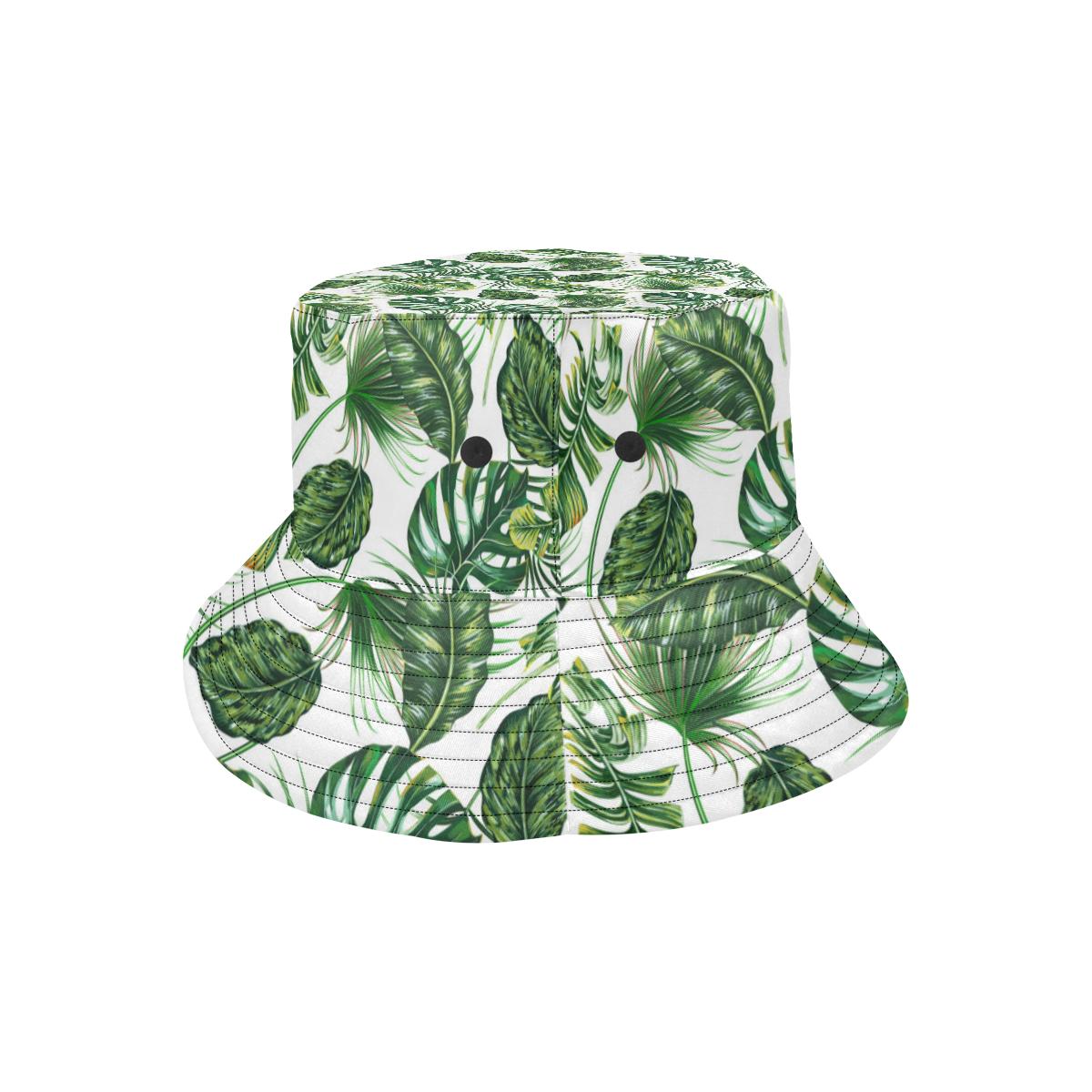 Green Pattern Tropical Palm Leaves Unisex Bucket Hat