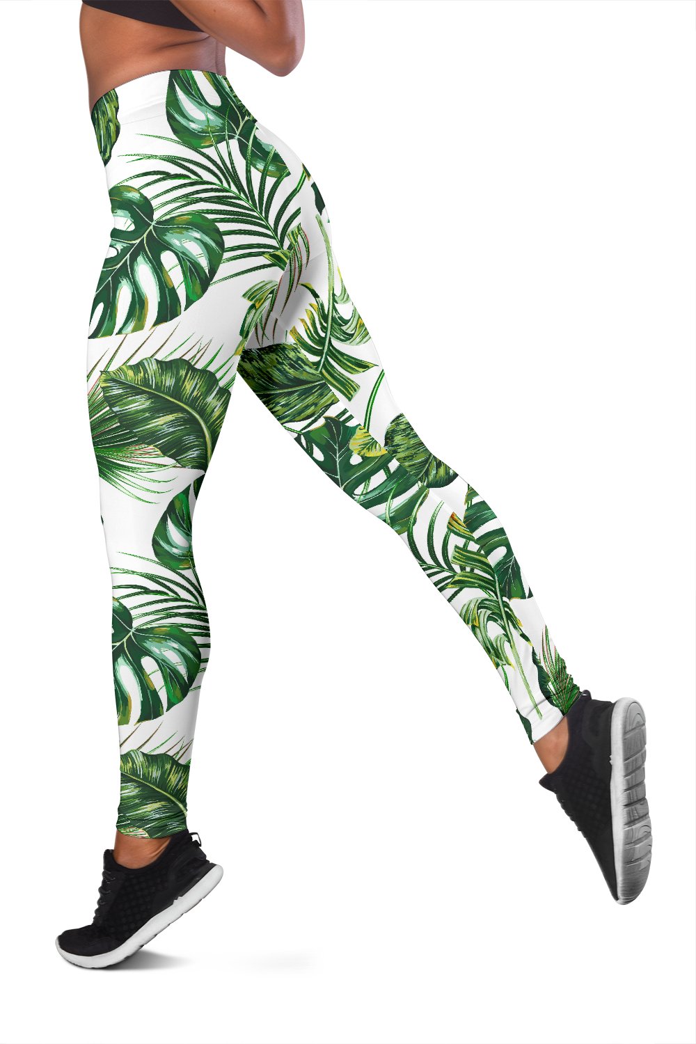 Green Pattern Tropical Palm Leaves Women Leggings