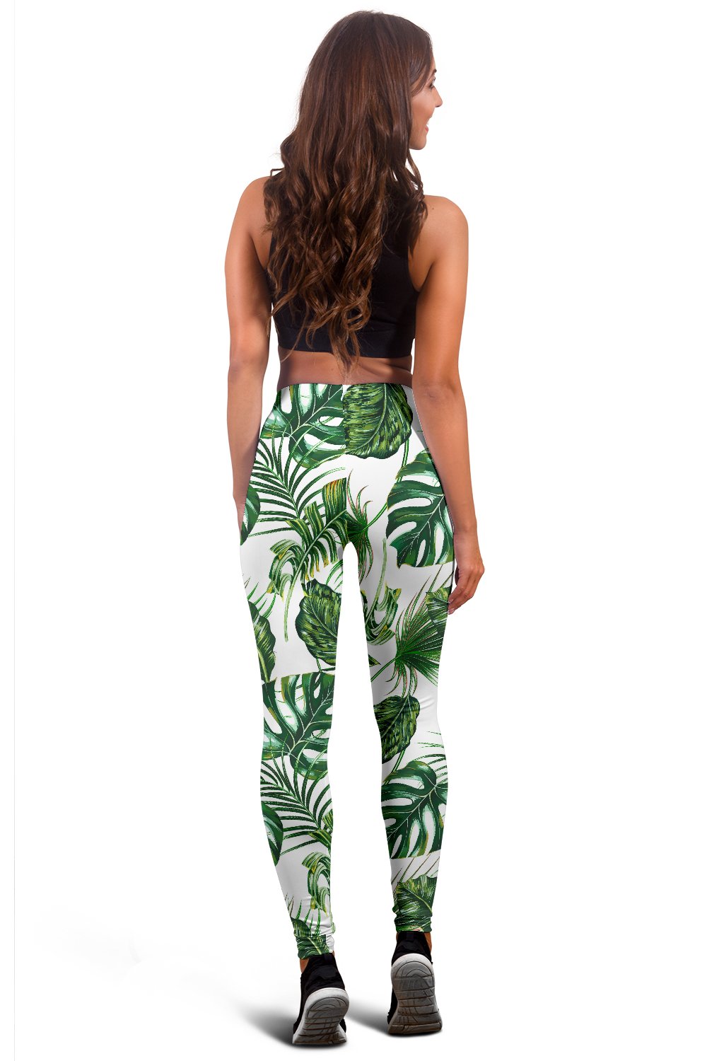 Green Pattern Tropical Palm Leaves Women Leggings