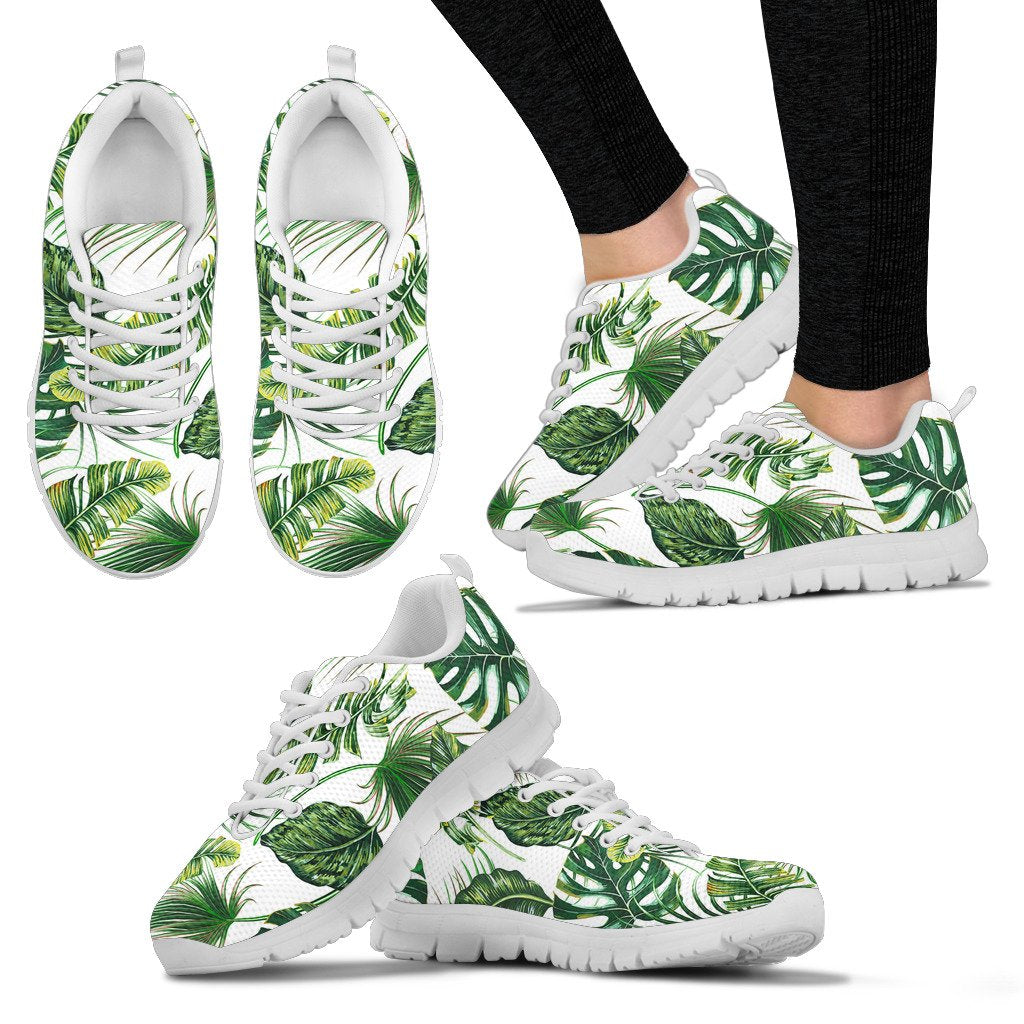 Green Pattern Tropical Palm Leaves Women Sneakers Shoes