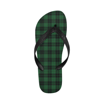 Green Tartan Plaid Pattern Flip Flops-JTAMIGO.COM